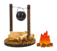 HOOTNEE 2 pièces Miniature Poêle Suspendue Vintage pour Maison de Poupée Décoration Campagne Petite Ferme Accessoire Miniature avec Feu Factice pour Jardin de Fées et Cabane Garçon Fille