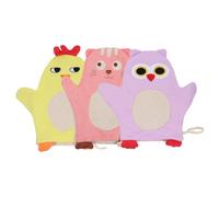 HOOTNEE 3 pièces Lot de Moufles de Bain pour Garçon Fille avec Motifs Animaux Lavette Douce Coton Microfibre Moufle de Toilette pour Garçon Fille Douce et Agréable pour Quotidienne