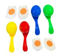 HOOTNEE 4 Ensembles Jeu de Course Aux Œufs et Cuillère Équilibrante pour Garçon Fille Jouets Interactifs Extérieurs de Coordination Ensemble Coloré de Rouge Jaune Bleu Vert pour Fêtes et