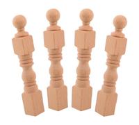 HOOTNEE 4 Pièces Poteaux en Bois Miniatures Non Peints 13,5x2cm | Finition Lisse, Style Moderne et Classique, Usage Intérieur, pour Armoires et Rails de Maison de Poupée