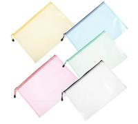 HOOTNEE 5 Pcs Pochette zippée en filet pour documents A4, plastique imperméable, lot de rangement, bureau et voyage
