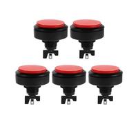 HOOTNEE 5 Pièces Bouton D’Arcade Lumineux 60mm à LED, Poussoir Rond Plat | Micro-interrupteur Intégré, Modèle Player 1 et 2, Plastique Métal, pour Borne, Flipper, Moddeurs