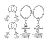 HOOTNEE 6 Pièces Porte-clés Graduation Alliage Zinc Lot de Breloques Chapeau de Diplômé Robustes Souvenirs Fête Fin Études pour Étudiants Lycée Université