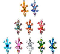HOOTNEE Accessoires Gecko en Alliage Imprimés UV 3,5X2,2X0,2 CM Multicolores Lot de 10 Breloques pour Bijoux DIY et Projets Artisanaux Fête Couleur Aléatoire