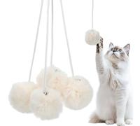 HOOTNEE Balle à Ressort Suspendue pour Chat avec Clochette, Lot de 4 | Peluche, Attache Rapide, pour Poignées de Porte et Arbres à Chat, Usage Maison, Remplacement Pratique