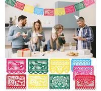 HOOTNEE Bannière Mexicaine Non-tissé Décoration Colorée pour Fête Day Of The Dead Fiesta et Anniversaire Guirlande Authentique pour Décorations de Fête Mexicaine