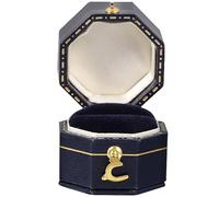 HOOTNEE Boîte à Bagues Octogonale Portable en Cuir Bleu Vintage, Organisateur Délicat pour Femmes, Écrin Compact de Rangement Bijoux pour Voyage, Taille Petite