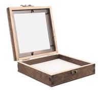 HOOTNEE Boîte à Spécimens d'Insectes en Bois de Paulownia 10X10X45 CM Vitrine Rétro avec Couvercle à Charnière Boîte de Rangement Antidérapante avec Coussin Blanc en EVA pour