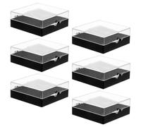 HOOTNEE Boîte de Rangement pour Badges 6 Pcs 56X56X22 MM avec Mousse Plate Noire Boîte Transparente pour Affichage de Pin’S Organisateur Compact pour Bijoux Médailles et Petits Objets