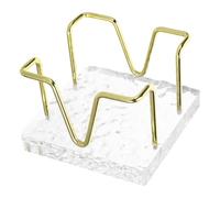 HOOTNEE Boîte de Rangement pour Mémo en Acrylique Base Texturée Pierre et Support en Métal, Grosse Capacité, Design Cube Moderne pour Petits Bureaux et Espaces de Travail à Domicile