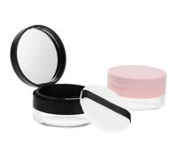HOOTNEE Boîtes de Poudre Portables 20G X2 Miroir et Houppette, Contenants Vides Noirs Mats pour Poudre Fixante et Maquillage, Étuis Polyvalents pour Soins Peau en Voyage