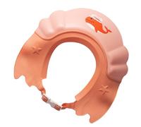 HOOTNEE Bonnet de Lavage de Cheveux pour Tout-Petits Réglable Bouclier de Shampooing Imperméable en Plastique Souple Protection Visage et Oreilles Adapté Bébé Couleur Rose Motif