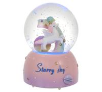 HOOTNEE Boule de Cristal Musicale Licorne avec Lumière LED Paillettes Boîte à Musique Décorative Romantique pour Bureau Chambre et Cadeau Fête