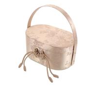 HOOTNEE Brocade Wedding Candy Boxes With Handle Spacious Chinese Treat Containers For Wedding Shower Favors And Party Elegant Medium Oval Packaging