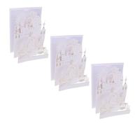 HOOTNEE Cartes d'Invitation de Mariage Blanches 3 Sets Kit d'Invitations Découpées au Laser avec Motif Château Papier Solide avec Enveloppes pour Fiançailles et Fêtes Prénuptiales