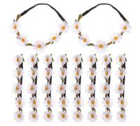 HOOTNEE Couronne de Cheveux à Fleurs Blanches Artificielles, 10 Pièces, Marguerites en Tissu Tridimensionnelles, Bandeau Ajustable pour Mariage et Festival