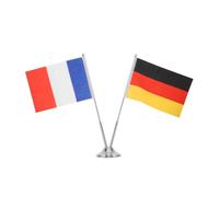 HOOTNEE Drapeaux de Table Allemagne et France, Mât en Acier Inoxydable, Base Stable, Bords Renforcés, pour Bureau et Divers Environnements de Réunion