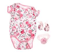 HOOTNEE Ensemble Vêtements Poupée -né Fille 0-2 Ans 3 Pièces Robe Rose Chaussures Bandeau Fleuri Accessoires pour Poupée Reborn Tenue Été 18-23 Pouces