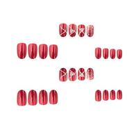 HOOTNEE Faux Ongles à Coller 24pcs en Abs pour Manucure DIY Facile, Couverture Complète, pour Usage à Domicile ou Mariage et Idées de Manucure pour Noël
