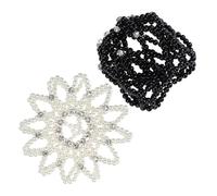 HOOTNEE Filet à Cheveux pour Chignon de Danseuse avec Perles et Strass, Lot de 2 Pièces Blanc, Élastique Crochet Élégant pour Spectacles et Récitals