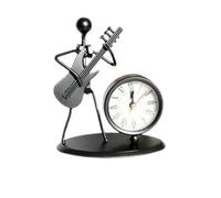 HOOTNEE Horloge Créative Guitare 12x7x10 Cm Métal Noir Décoration De Bureau Artisanat Décoratif sans Pile Accessoire Maison Originale