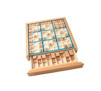 HOOTNEE Jeu de Sudoku en Bois 9X9 Tiroir Coulissant Puzzle Éducatif pour Garçon et Filles et Adultes Développement Logique et Raisonnement Jeu de Table Familial en Couleur Aléatoire