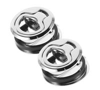 HOOTNEE Loquet de Trappe de Bateau Rond 2pcs en Alliage de Zinc Argenté Design Affleurant, Résistant à l'usure, pour Yachts et Installations DIY