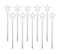 HOOTNEE Lot de 10 Baguettes de Fées Pailletées Clignotantes 33 CM Couronne Argentée Accessoires Légers pour Filles pour Fêtes D’Anniversaire Cosplay et Spectacles sur Scène