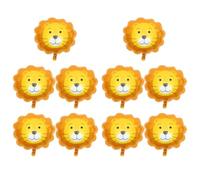 HOOTNEE Lot de 10 Ballons en Aluminium de Tête de Lionceau Cartoon Décoration Fête Jungle Ballons Gonflables de Lionceau pour Anniversaire Animaux Couleurs Réalistes