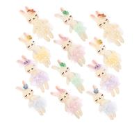 HOOTNEE Lot de 12 Lapins en Peluche Rembourrés Multicolores Poupées en Peluche Lapin en Tissu Doux et Filet Jouets Décoratifs pour Chambre Création Artisanale et Accessoires DIY
