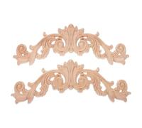 HOOTNEE Lot de 2 Appliques D’Angle en Bois Sculpté Non Peint Ornements Floraux Rétro Décorations Murales en Bois pour Meubles Placards et Armoires Panneaux en Marqueterie Sculptée