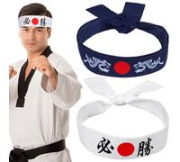 HOOTNEE Lot de 2 Bandeaux Japonerie Bushido en Coton Léger pour Course et Activités Sportives Style Samouraï Taille Unique Maintien