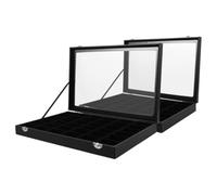 HOOTNEE Lot de 2 Boîtes D'affichage de Minéraux pour Garçon et Filles avec 36 Compartiments Détachables en PU, Organisateur de Collection Polyvalent et Espace de Rangement Ample