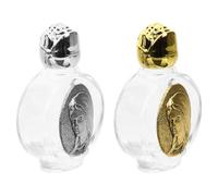 HOOTNEE Lot de 2 Bouteilles d'eau Bénite Rechargeables en Verre Motifs Roses, Finition Métal Or et Argenté, Petite Capacité, pour Décoration D'église et Cérémonies Religieuses