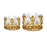 HOOTNEE Lot de 2 Couronnes Gonflables Dorées en PVC Grosse et Petite Taille Chapeaux de Fête Polyvalents pour Garçon et Filles Décoration Anniversaire Accessoires pour Shower et