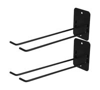 HOOTNEE Lot de 2 Crochets Muraux en Métal Noir, Porte-balai et Serpillière Double Rangée pour Garage et Jardin, Organisateur de Rangement Mural pour Outils de Jardin et Accessoires