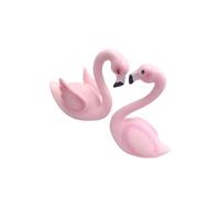 HOOTNEE Lot de 2 Décorations Artisanales en Résine Flamant Rose pour Gâteau 2 Pièces Petit Format Décoration Pâtisserie pour Anniversaire et Fête Accessoire Déco Original pour Maison