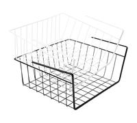 HOOTNEE Lot de 2 Étagères de Rangement en Fer sans Poinçon, Paniers Tiroir Suspendus Noir et Blanc, Organisateurs Métalliques Compacts Cuisine, Placard et Bureau, Gain de Place Pratique