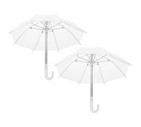 HOOTNEE Lot de 2 Mini Parapluies Décoratifs Blancs 18 Pouces en Plastique Accessoires pour Maison de Poupée Miniature pour Décoration et Jeu de Poupée de Voyage