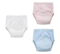 HOOTNEE Lot de 3 Culottes D’Apprentissage Bébé en Coton Respirant Taille 110 Couleurs Assorties Blanc Rose et Bleu sous-Vêtements D’Entraînement Réutilisables pour -Né Confort et