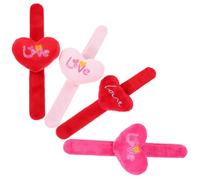 HOOTNEE Lot de 4 Bracelets à Claquer de Cœur Peluche Douce, Taille Unique, Couleurs Assorties, Accessoires Festifs Saint-valentin et Fêtes à Thème, Bracelets Snap Band pour Garçon
