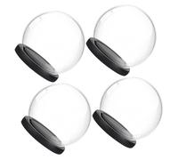HOOTNEE Lot de 4 Dômes en Verre Transparents Ø10 Cm avec Socle Noir, Couverture de Bureau Décorative pour Fleurs Stabilisées et Micro-Paysage, Protection Anti-poussière pour Décoration