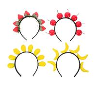 HOOTNEE Lot de 4 Serrage-Têtes Fantaisie à Motifs de Fruits en Tissu Léger pour Fête Hawaïenne Accessoire Coiffure Tropical Présent Original pour Carnaval et Noël