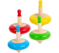 HOOTNEE Lot de 4 Toupies en Bois Colorées pour Garçon et Filles Jouets Gyroscopiques Portables Éducatifs Jeux de Décompression Ludiques pour Maison et École Jouets Interactifs pour