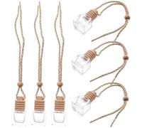 HOOTNEE Lot de 6 Flacons Diffuseurs Parfumés 8Ml en Verre et Bois Désodorisant Rechargeable pour Voiture Accessoire Aromathérapie Décoratif Flacon Diffuseur Essentiel pour Intérieur et