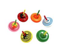 HOOTNEE Lot de 6 Petites Toupies en Bois Coloré D’Animaux Jouets à Picots Non Toxiques Peinture à L’Eau Format Mini pour Garçon et Filles Favorisant Coordination Œil-Main et