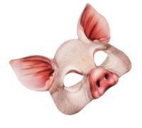HOOTNEE Masque de Cochon D’Halloween Demi-Visage en EVA Léger et Robuste Masque D’Animal pour Bal Masqué et Soirée Costumée Accessoire de Fête et Carnaval 1 Pièce Blanche