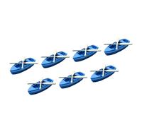HOOTNEE Miniature de Bateau en Résine Bleue avec 2 Pagaies en Bois - Kit DIY 7 Pièces pour Décoration de Plage Miniature Micro-Paysage Océan Ornements de Bureau et Maison de Poupée