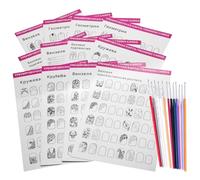 HOOTNEE Modèles d'entraînement au nail art pour la manucure, Stylo eyeliner pour s'entraîner à la manucure, Cahier d'entraînement Nail Art 12 feuilles, Outils d'exercices pour débutants