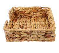 HOOTNEE Panier de Rangement Carré en Paille D’eau 22x22x7 Cm, Panier Décoratif Naturel pour Mouchoirs, Bureau et Maison, Organisateur Multifonction pour Étagères et Bureau